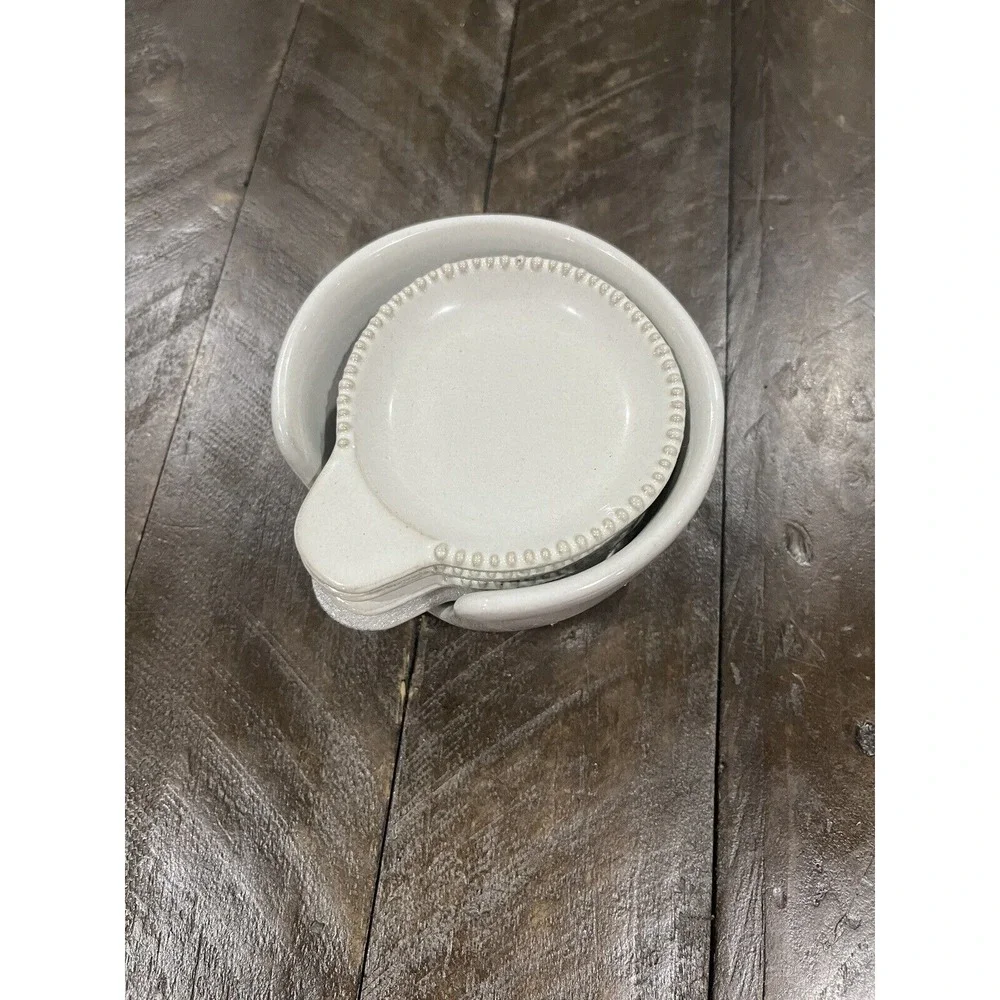 Hearth & Hand With Magnolia Stoneware Teabag Butter Pads Dishes Caddy, 5 Pc Set.